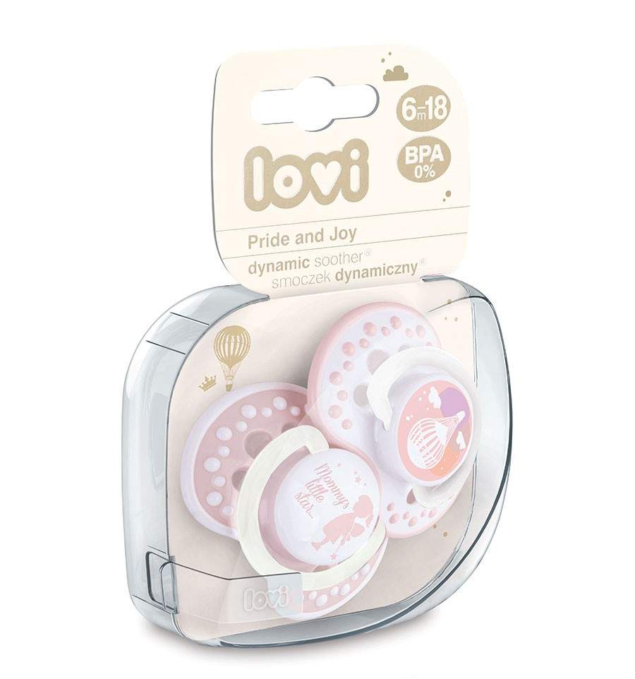 Lovi dynamický utišující dudlík Pride&Joy 6-18m 2 ks girl