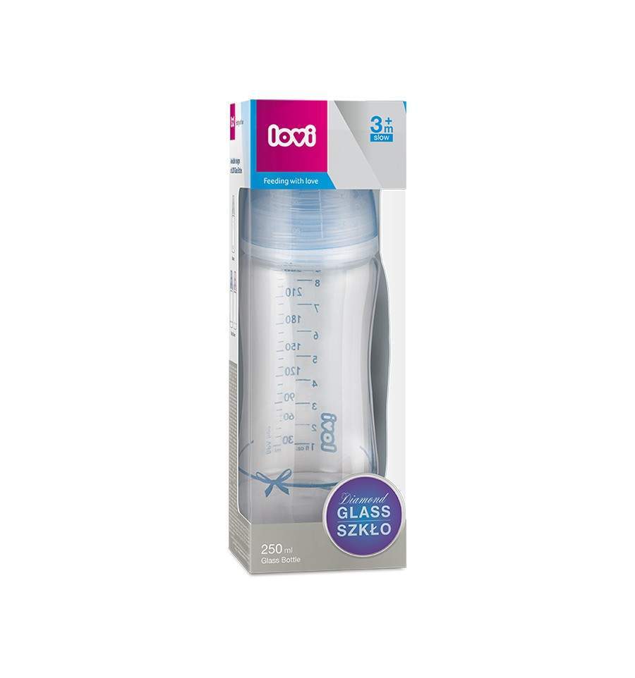 Lovi Kojenecká láhev - Diamond Glass 250ml 3m+ Baby Shower boy