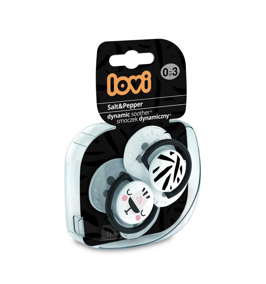 Lovi dynamický utišující dudlík SALT&PEPPER 0-3m 2 ks