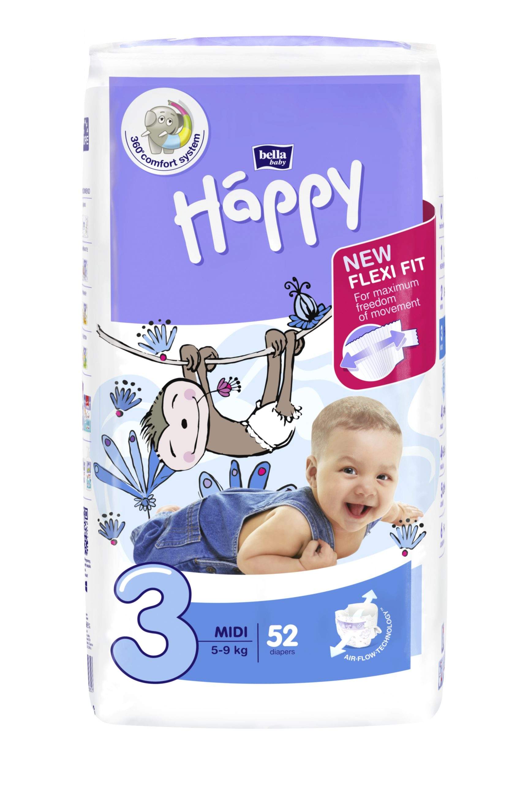 Dětské pleny Happy Midi - 52 ks