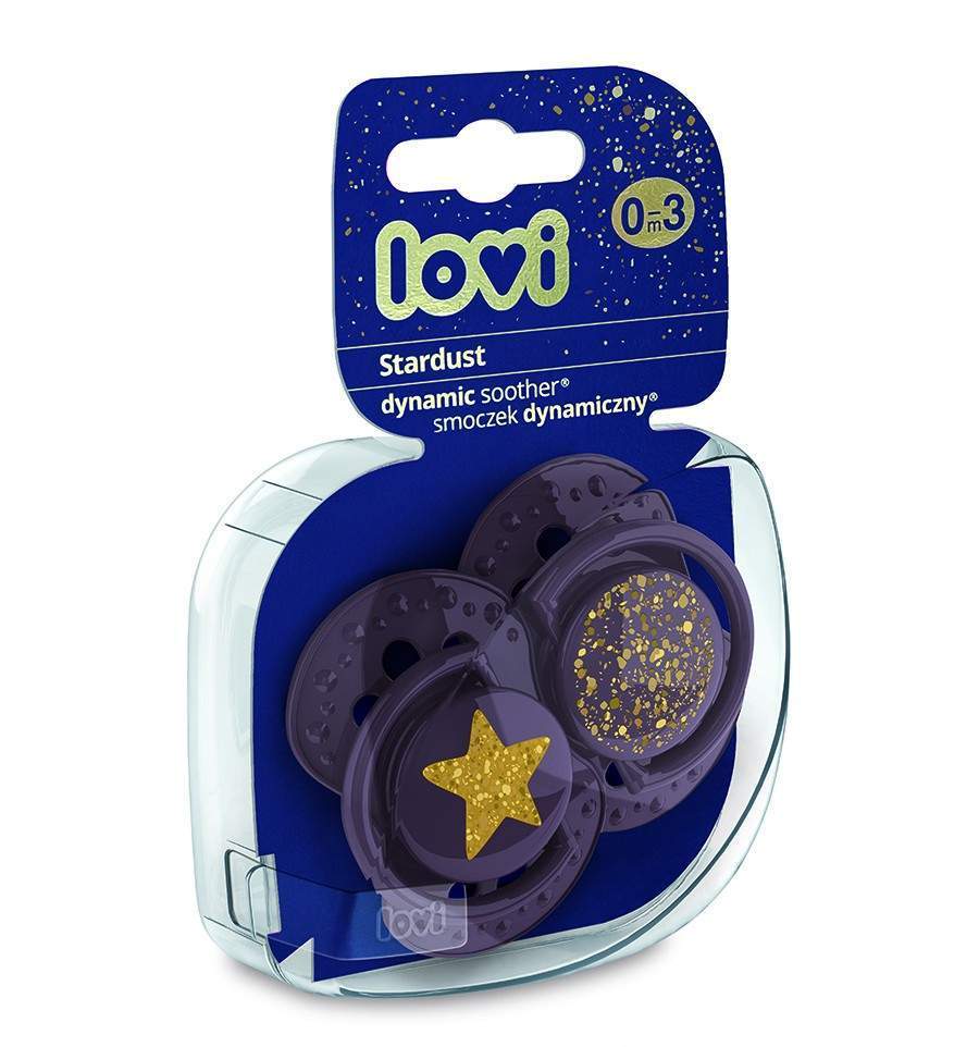Lovi dynamický utišující dudlík Stardust 0-3m violet 2 ks