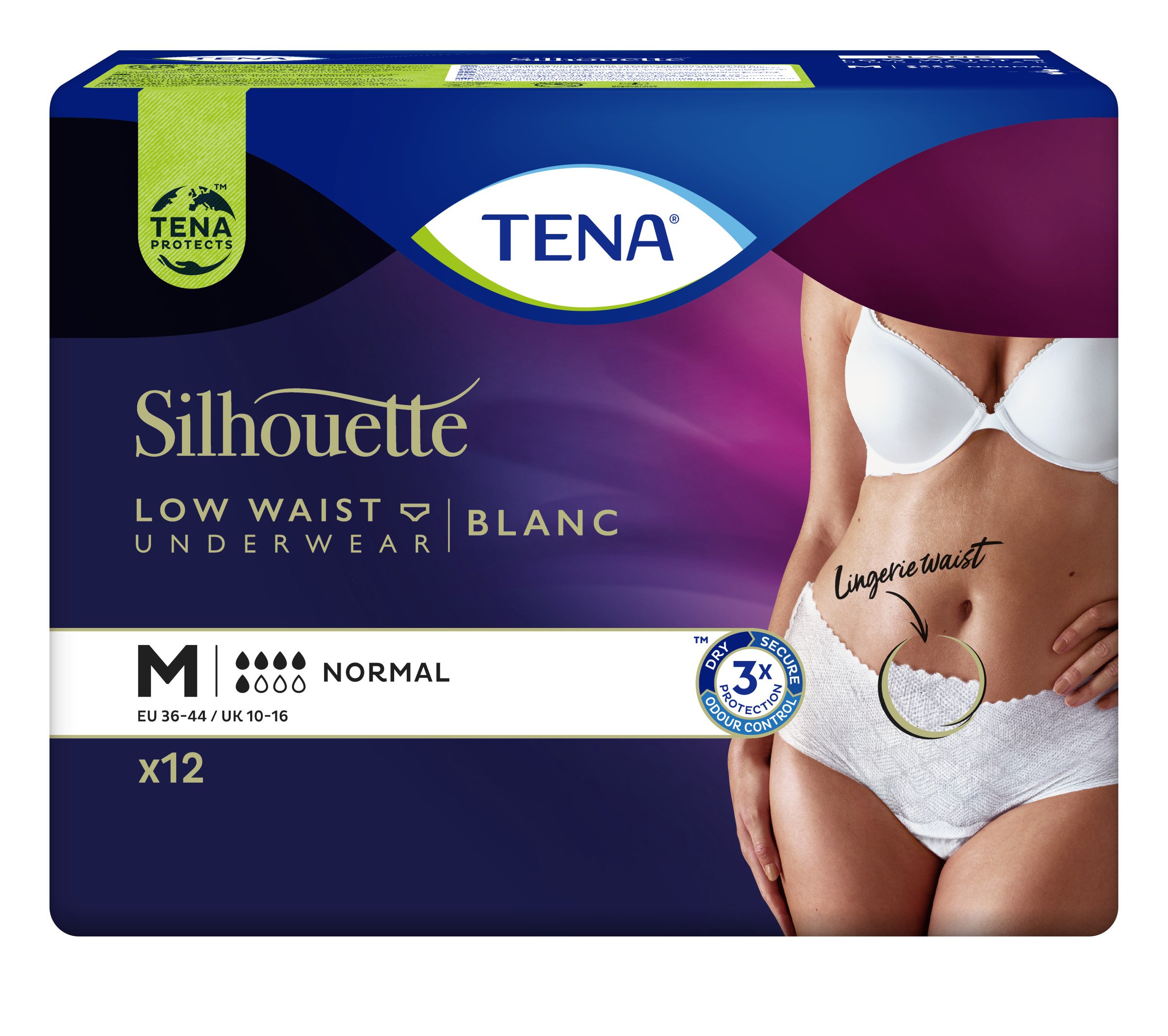 TENA SILHOUETTE NORMAL LOW WAIST BLANC M TENA SILHOUETTE NORMAL LOW WAIST BLANC M