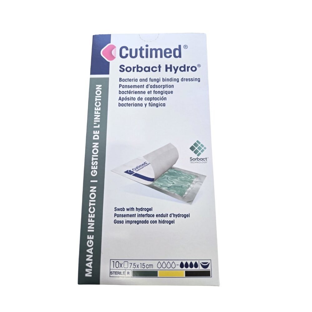 Cutimed Sorbact Hydro (gel) 7,5xcmx15cm antimikrobiální krytí sorbact s hydrogelem sterilní,10ks