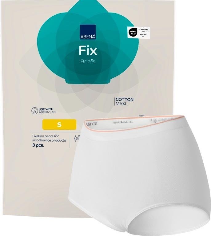 ABENA Fix Briefs Cotton Maxi S - Elastické a prodyšné fixační kalhoty bez nohaviček, 3 ks