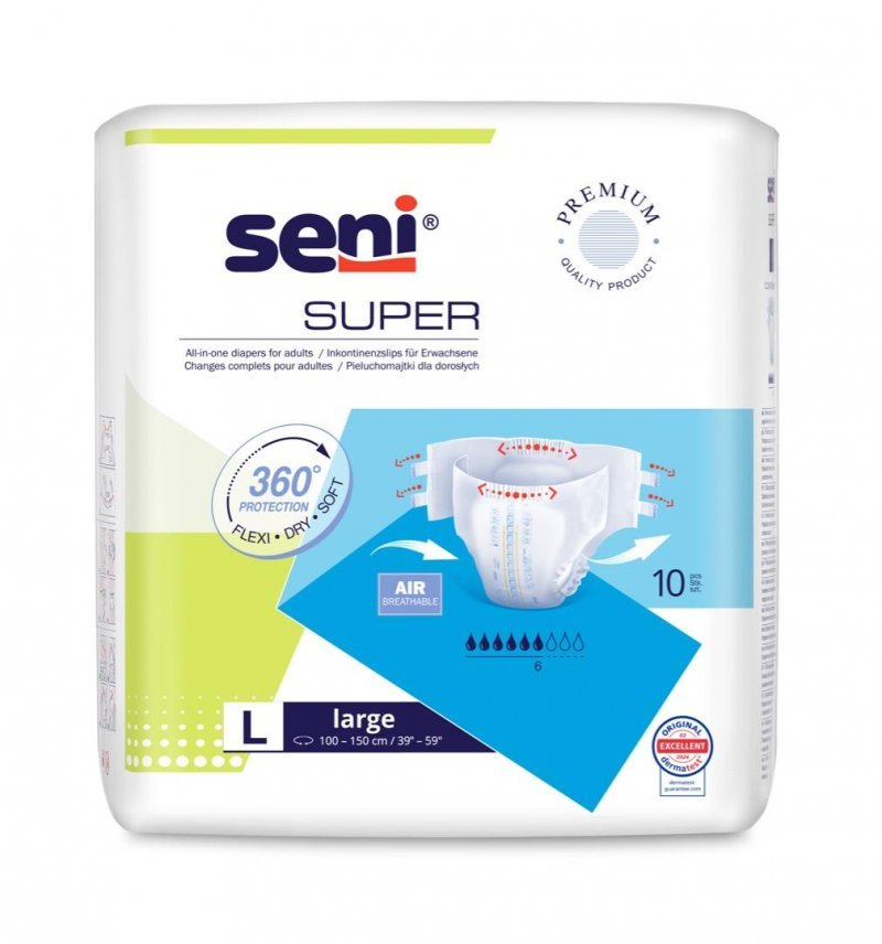 SENI Super L - Kalhotky absorpční prodyšné denní 10 ks