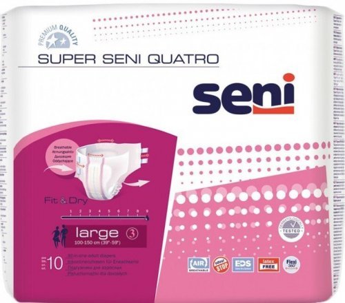 SENI Super Quatro L - Kalhotky absorpční prodyšné extra savé 10ks