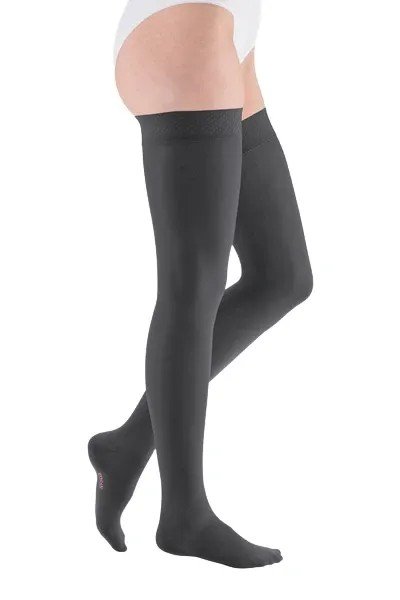 Stehenní punčochy mediven elegance II.KT - S lemem basic, velikost 6, barva anthracite, délka krátká, se špicí