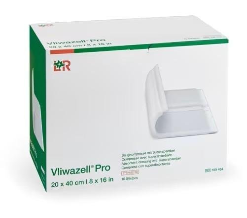 Vliwazell Pro - 20 x 40 cm - Savá kompresa se superabsorbentem, 10 ks
