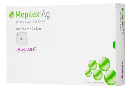 Mepilex Ag, 20 x 20 cm, 5 ks - Antimikrobiální krytí s technologií Safetac