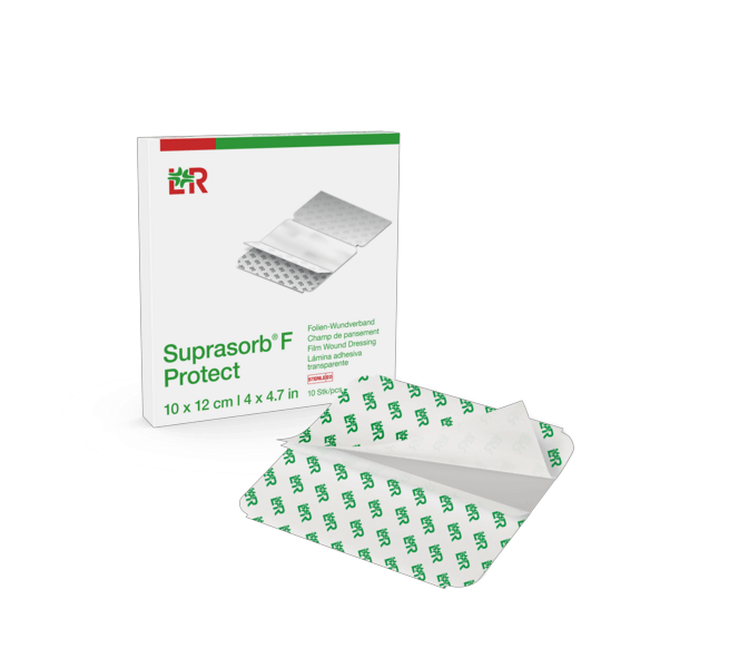 Suprasorb F Protect - 10 cm x 12 cm - Sterilní fóliové krytí transparentní, samolepící, 10 ks