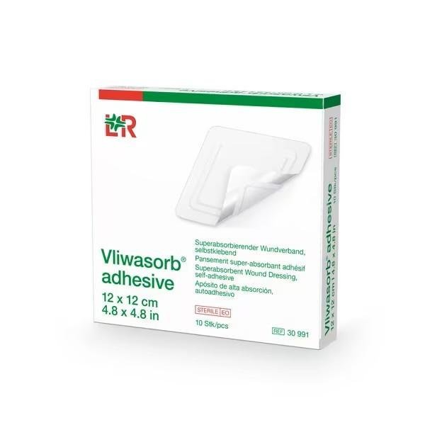 Vliwasorb Adhesive - 12 x 12 cm - Samolepicí krytí na rány se superabsorbentem, 10 ks