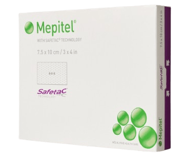 Mepitel - 10 x 18 cm - Silikonová mřížka, neadherentní k ráně, safetac technologie, 10 ks