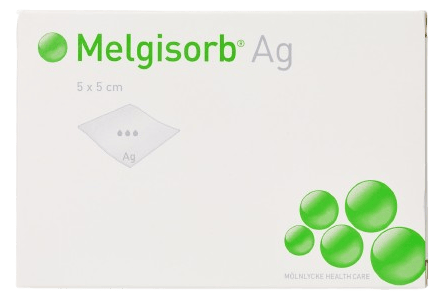 Melgisorb Ag, 10 cm x 10 cm, 10 ks - Vysoce absorpční antimikrobiální alginátové krytí