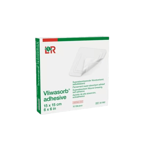 Vliwasorb Adhesive - 15 x 15 cm - Samolepicí krytí na rány se superabsorbentem, 10ks