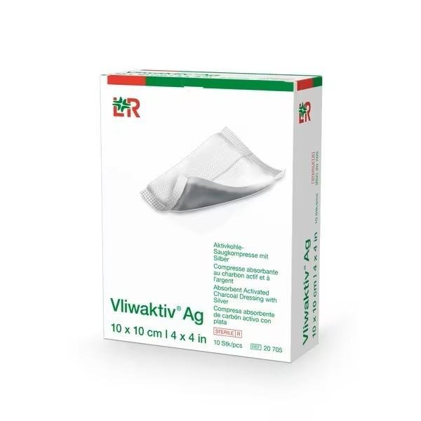 Krytí S Aktivním Uhlím A Stříbrem Vliwaktiv Ag - 10 x 10 cm, 10 ks