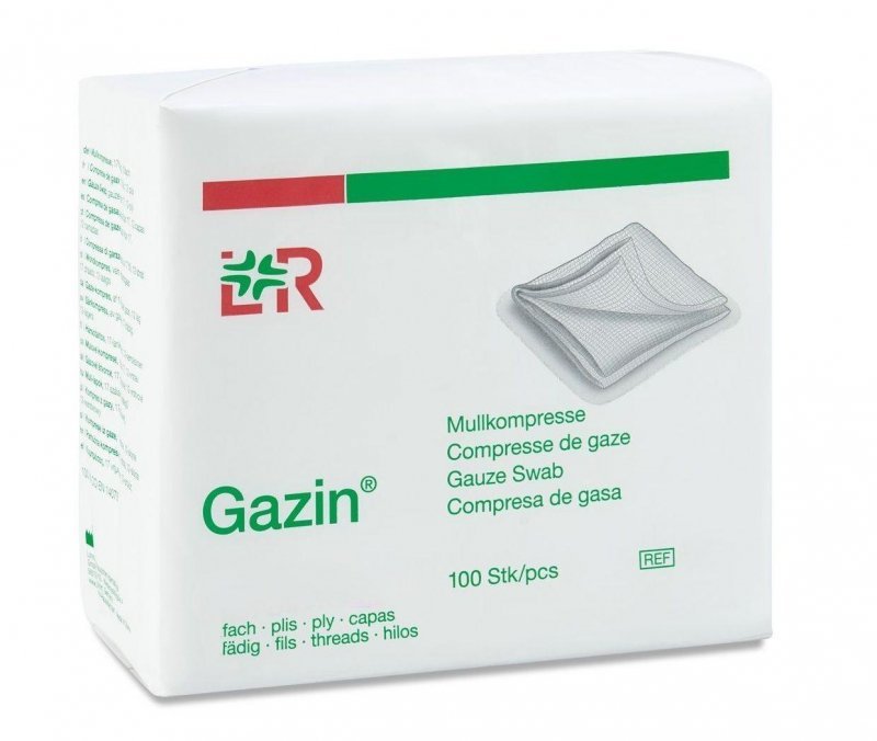 Gazin - nesterilní komprese 7,5 x 7,5 cm - Gázová hydrofilní skládaná komprese, 100ks