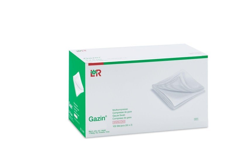Gazin - sterilní komprese 7,5 x 7,5 cm - Gázová hydrofilní skládaná komprese, 100ks