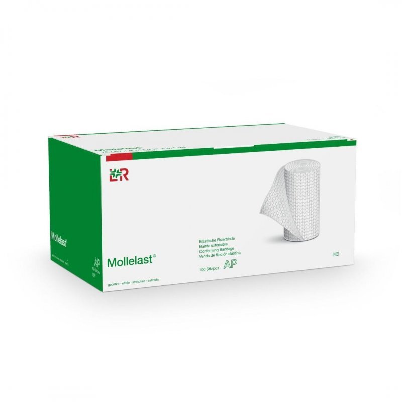 Obinadlo Elastické Fixační - Mollelast - 4 cm x 4 m, jednotlivě v celofánu, 1 ks