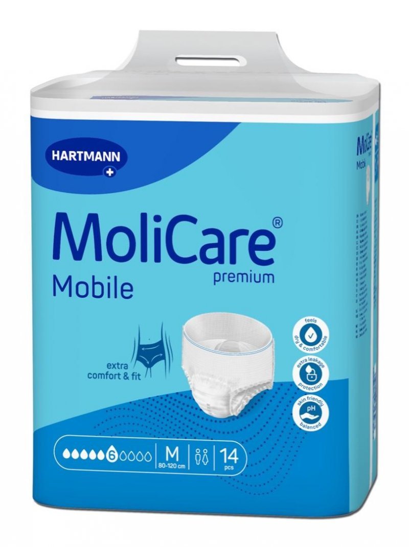 MoliCare Mobile 6 kapek M - Kalhotky natahovací absorpční prodyšné 14 ks
