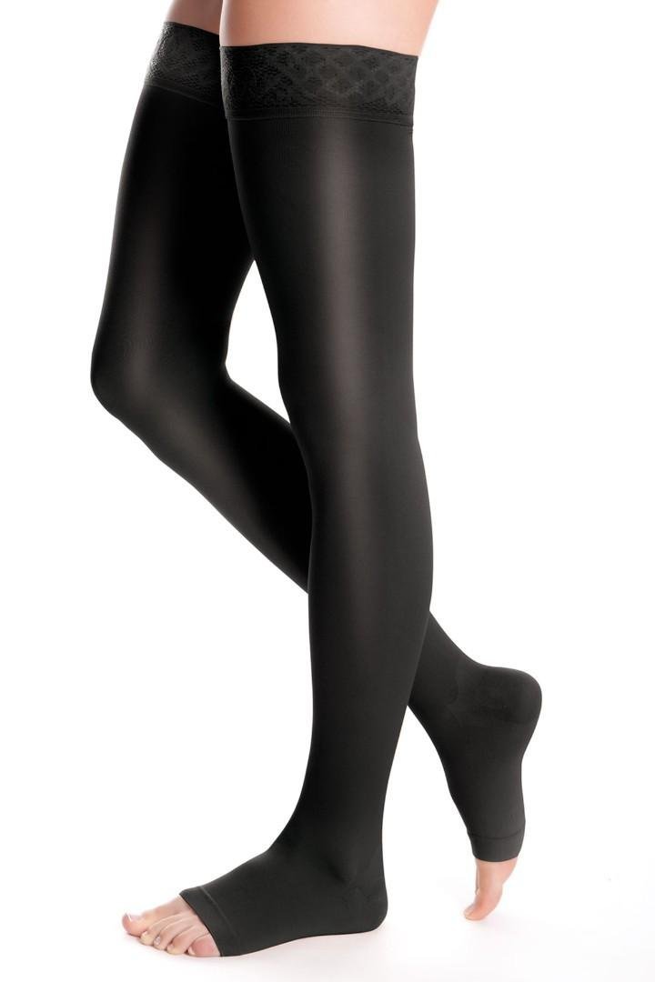 Stehenní punčochy s krajkou MAXIS BRILLANT (II.KT) - Velikost 6, barva černá, délka krátká, bez špice
